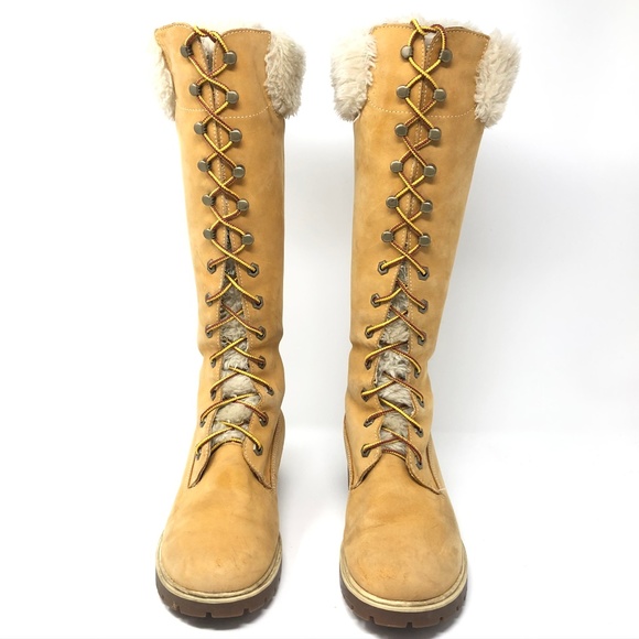 timberland knee high lace up boots